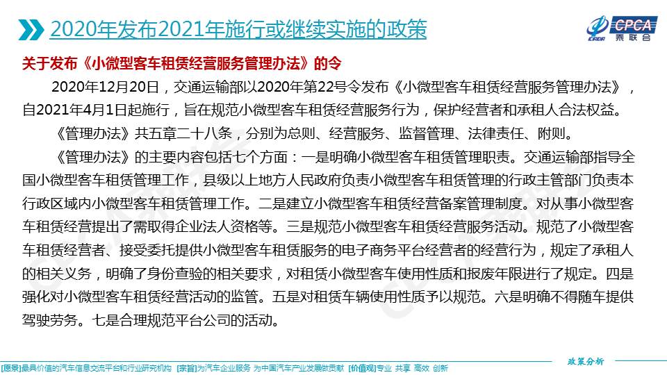 2021年国家汽车相关政策取向分析 小微型客车篇